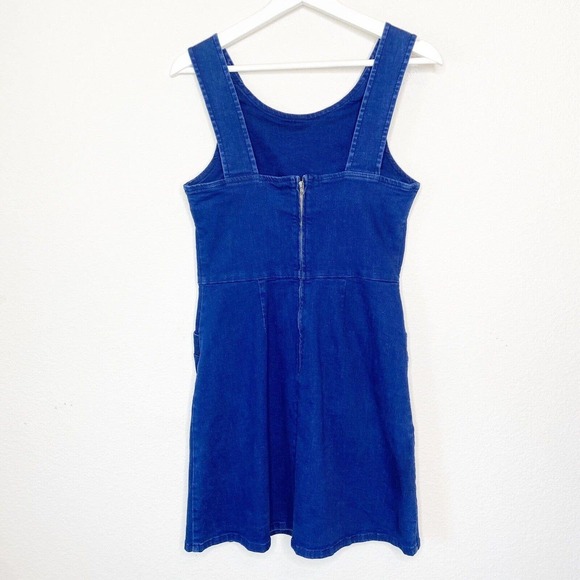 Oasis Denim Overall Pocketed Dress Sz 10 - Picture 7 of 10